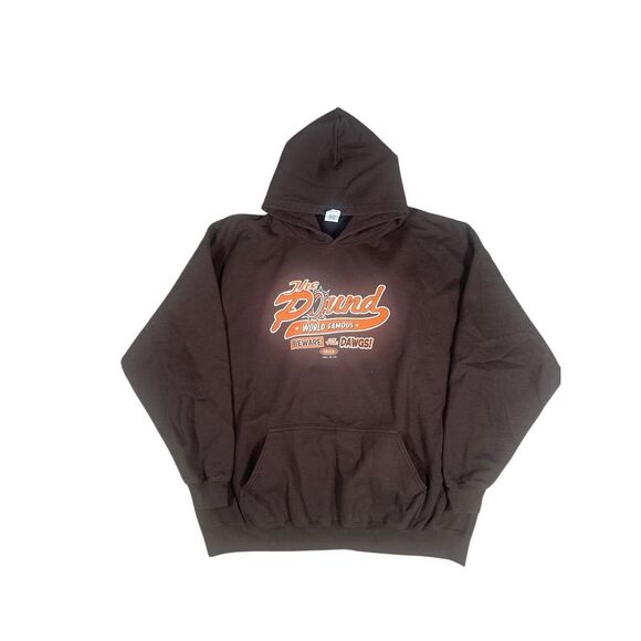 Vintage The Pound Graphic Hoodie Pullover Sweatshirt Brown/Orange 2XL Y2K Retro - Picture 1 of 11